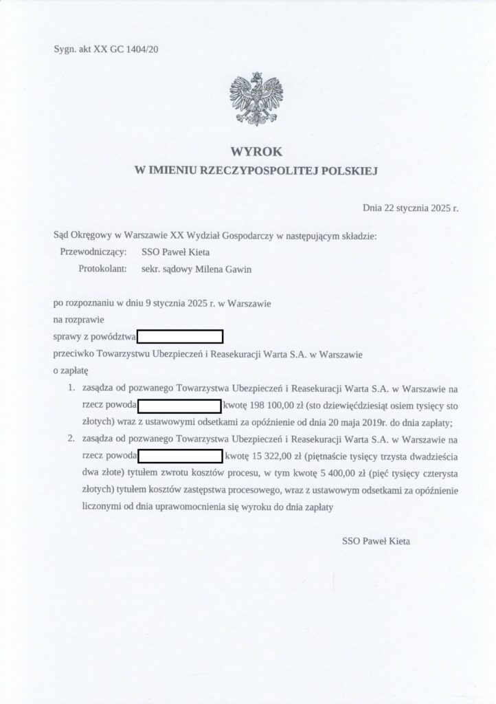 odszkodowanie z AC za kradzież ciągnika wyrok