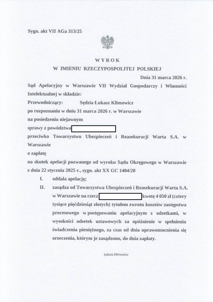 odszkodowanie z AC za kradzież ciągnika wyrok 001